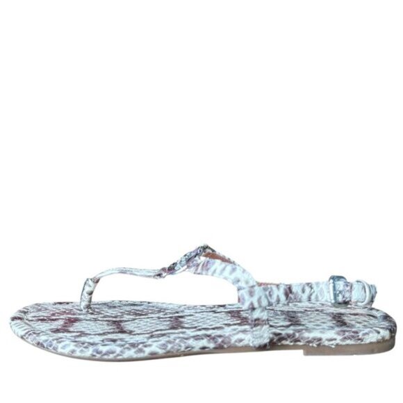 COACH Jazmin PTE Snakeskin Print Natural Thong T Strap Logo Sandal Size 7.5 - Picture 1 of 14